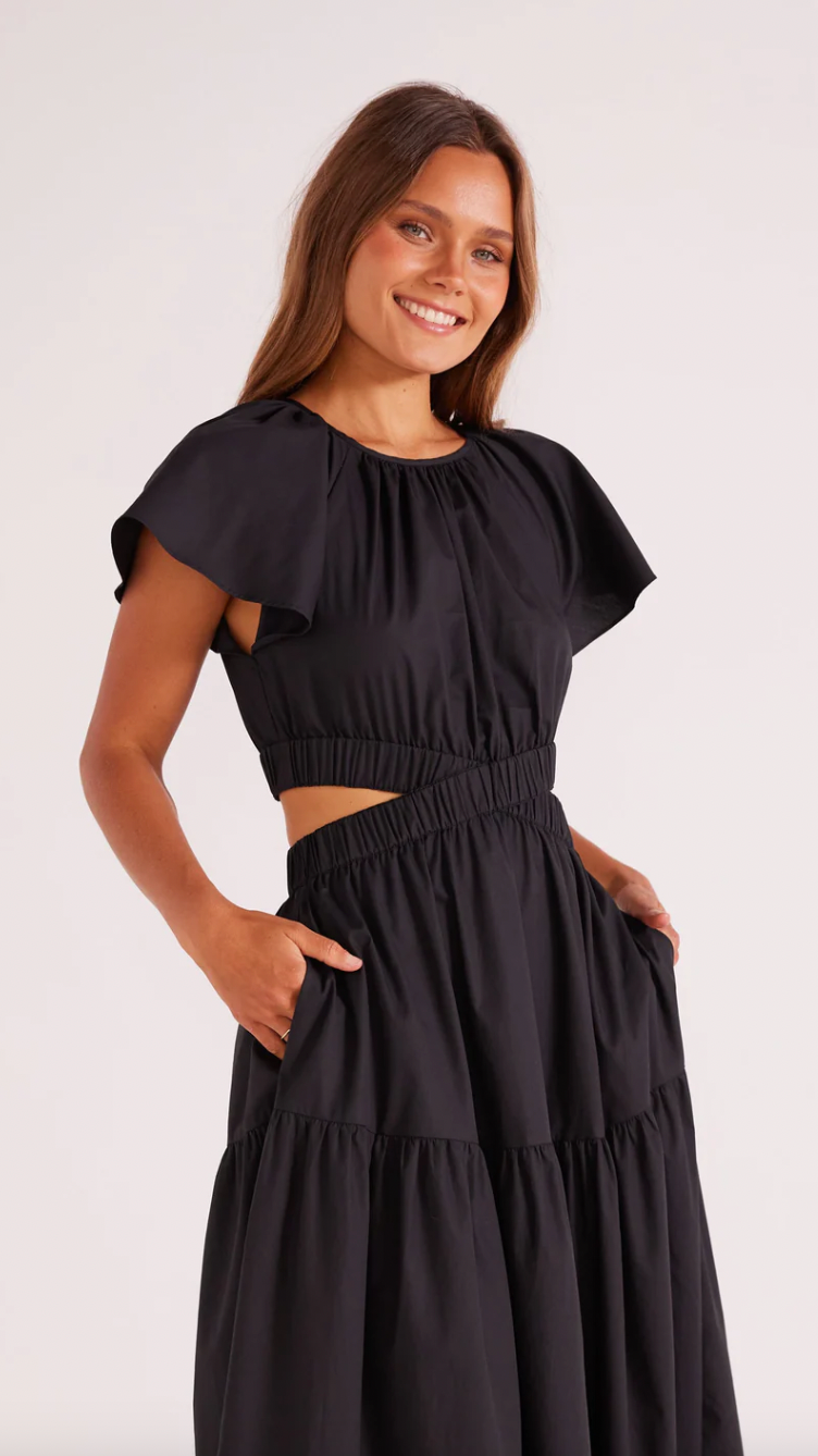 ALLEGRA CUTOUT MIDI DRESS - BLACK – Friends. Store